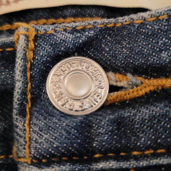 Levis 517 Bootcut Jeans 2006 Dark Blue Wear Bottom Hem 36 x 30 Mens - Picture 11 of 16